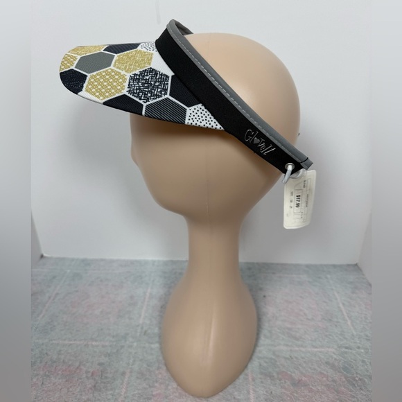 GloveIt Hexy Visor Black, White, Yellow Hexagon Pattern OSFM - Picture 4 of 7